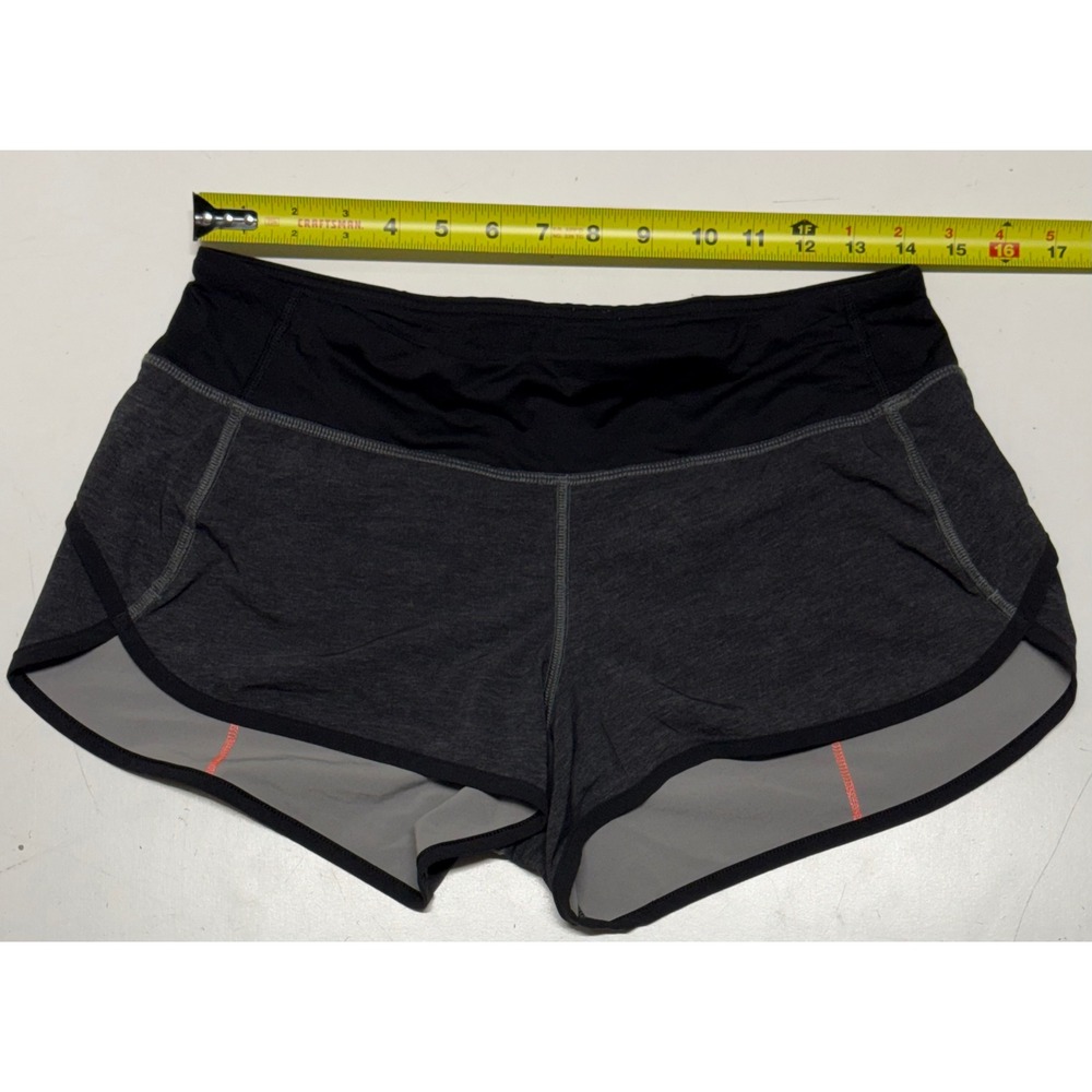 Lululemon Speed Up Running Shorts Gray Black Orange Size 6 Low Rise 2.5 Inseam